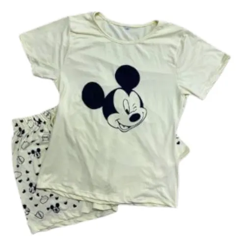 Pijama Short Camiseta Cómoda Estampado Variedad De Colores
