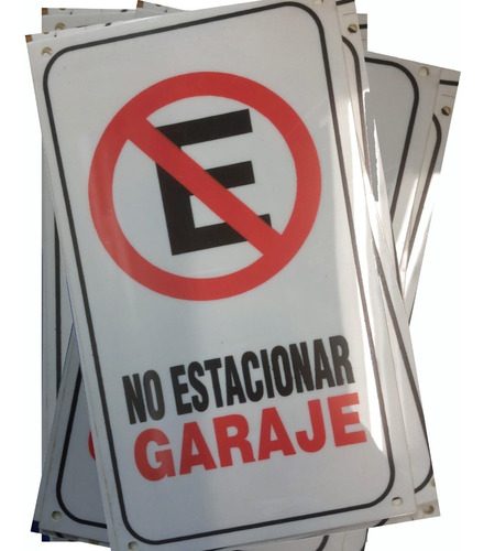Pack X 4 Cartel No Estacionar Prohibido Garage 10x18 Cm Pvc