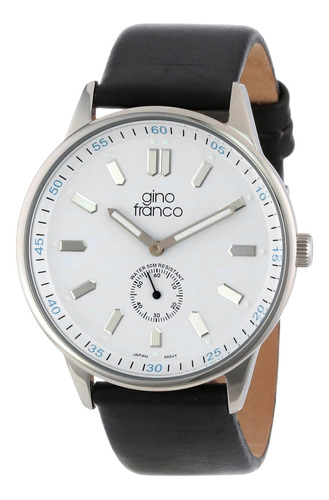 Reloj Hombre Gino Franco 992bk Cuarzo Pulso Negro En Cuero