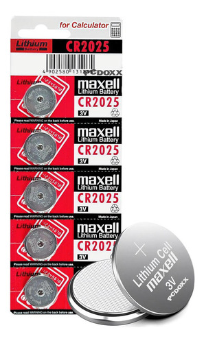 Bateria Litio Pila Cr2025 Maxell 3v Tira 5 Pilas Boton Reloj