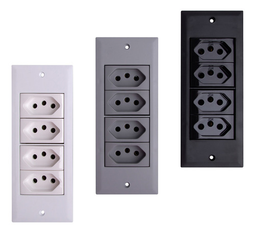 Régua Caixa De Tomada Embutir Mesa C/ 4 Tomadas Flex- Re04fn Cor Preto