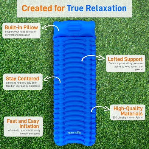 Serenelife Colchoneta Inflable Para Dormir Almohada