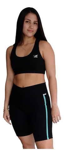 Biker Mujer Deportivo Algodón Revati Ft91-lm-m3 Negro Verde