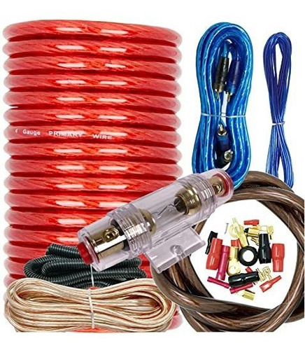 Kit Instalación Amplificador 2500w 4 Ga - Rojo