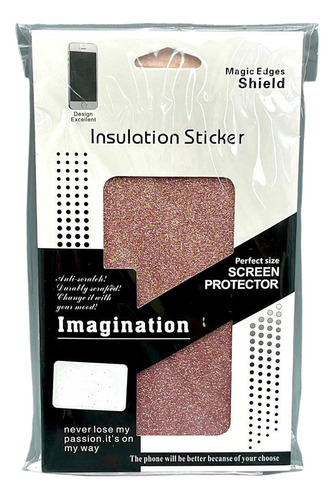 Imagen 5 de 5 de Sticker Film Skin Brillo Glitter Para iPhone + Marco Strass