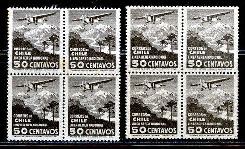 Sellos De Chile, Línea Aérea Nacional, Paisajes. Con Filigr.