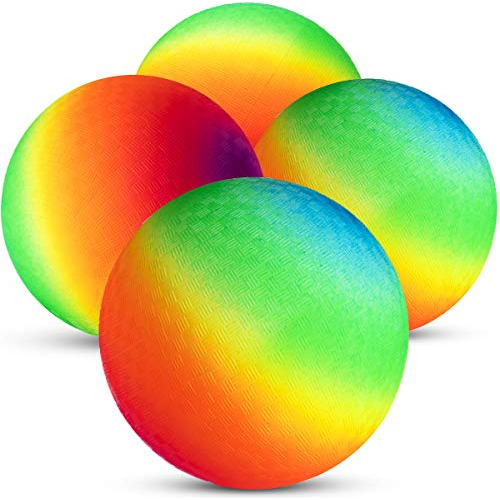 Pelotas Inflables Goma Niños Diseño Arcoíris 22cm 4 Unidades