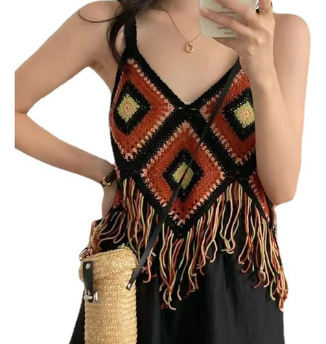 (bk) Blusas Bohemias Con Cuello En V Y Borlas Para Mujer, Ca