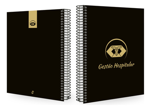 Caderno Universitário Profissões Preto E Gold 240 Folhas Cor Gestão Hospitalar