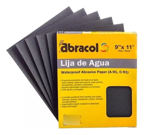Lija Abrasiva De Agua Abracol No 60 9x11in (awt) X5 Hojas