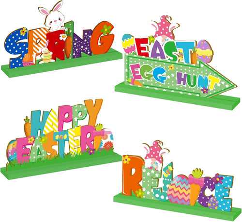 Juego 4 Piezas Decoración Mesa Pascua Conejos