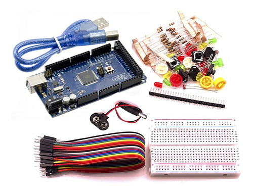 Kit Starter Arduino Mega 2560 + Protoboard Y Accesorios