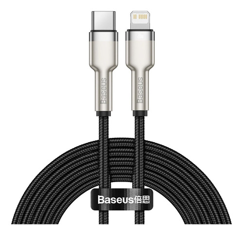 Cable  Para iPhone Baseus Tipo C Carga Rápida 20w 200cm Negro