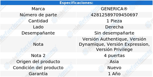 Luna Espejo Renault Fluence 2011 - 2017 S/desemp Der Qwe