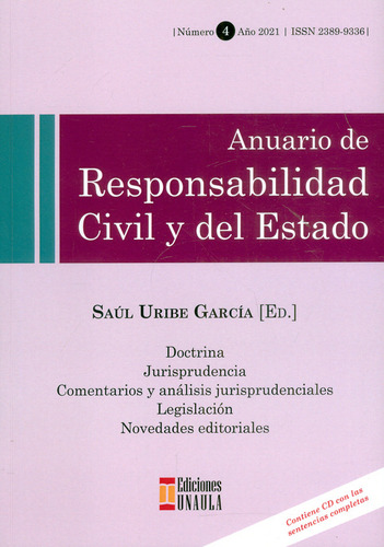 Anuario De Responsabilidad Civil Del Estado, De Saúl Uribe García. Editorial U. Autónoma Latinoamericana - Unaula, Tapa Blanda, Edición 2021 En Español