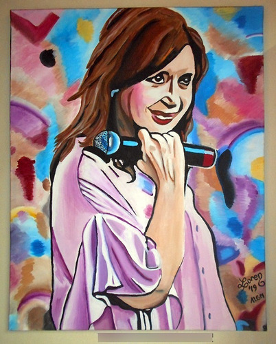Imagen 1 de 1 de Cuadro De Cristina Kirchner Cfk Pintado A Mano 50x70