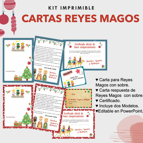 Kit Imprimible Carta Reyes Magos Editable (2 Modelos)