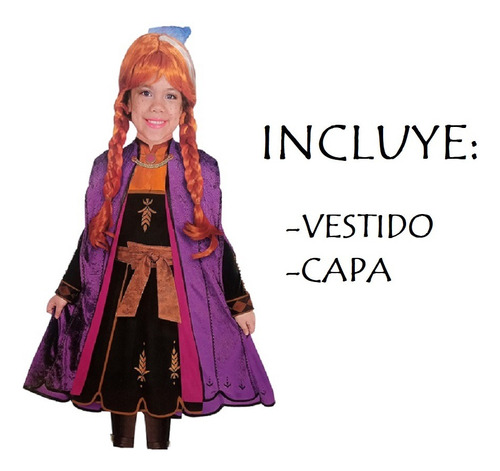 Disfraz De Anna Frozen Ii Para Niña Talla: 4    