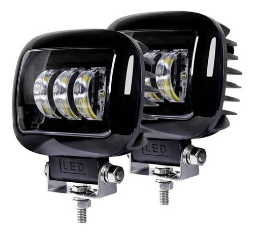 1 Par De Faros Delanteros Cuadrados, 3 Led, 5 Pulgadas, Lupa