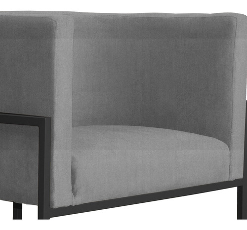 Poltrona Decorativa Luana Base Em Metal Preta Suede Cores Cor Cinza