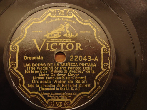 Orquesta Victor De Salón Disco De Pasta Las Bodas De La Muñe