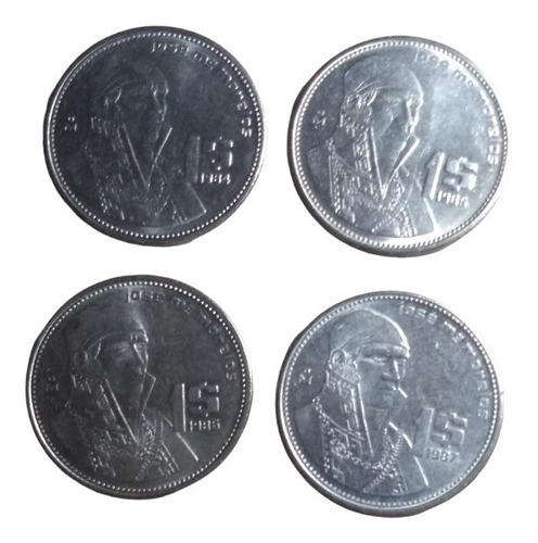 Monedas 1 Peso Morelos Años 80´s Acero  4 Piezas Envio $60
