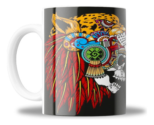 Taza De Ceramica, Diseño Calavera Jaguar, 11oz