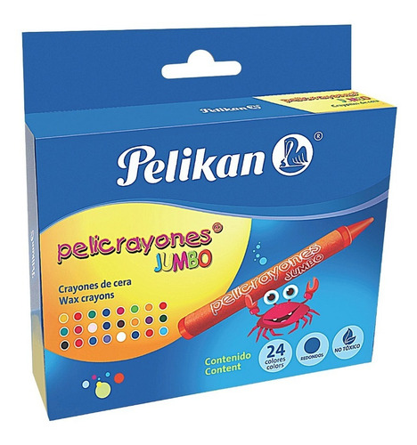 24 Crayones Jumbo Redondo Cera Colores Pelikan Niños Dibujo
