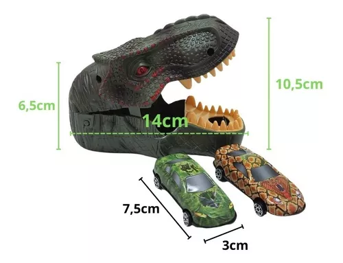 Lançador De Carrinho Dinossauro T Rex 2 Carros Brinquedo Bbr