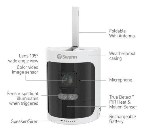Swann Wifi 8 Canales 3 Cámaras Inalámbricas 2k Recargables