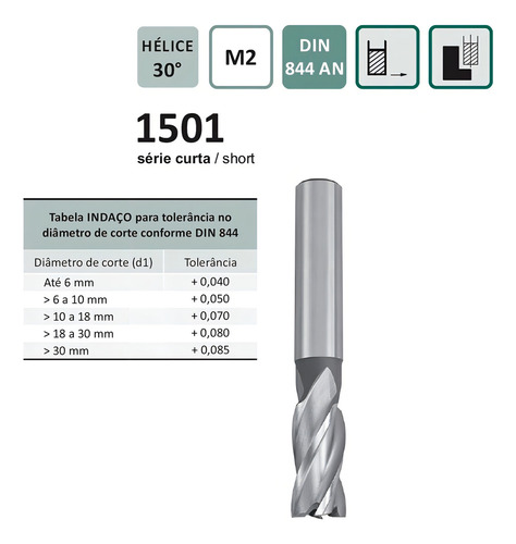 Fresa Topo Reto Hss 10,00mm 4 Cortes 1501 Indaco