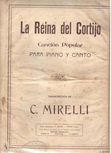 Partitura Orig. De La Canción Popular La Reina Del Cortijo