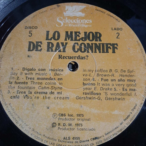 Sin Tapa Disco Ray Conniff Lo Mejor Recuerdas O0