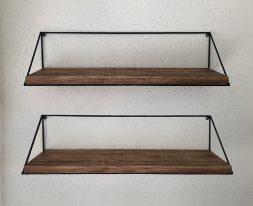 Estante Industrial Vintage 60cm Madera Y Hierro Negro