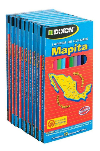 Lápices De Colores Dixon Mapita 10 Cajas Con 12 Pzas C/u