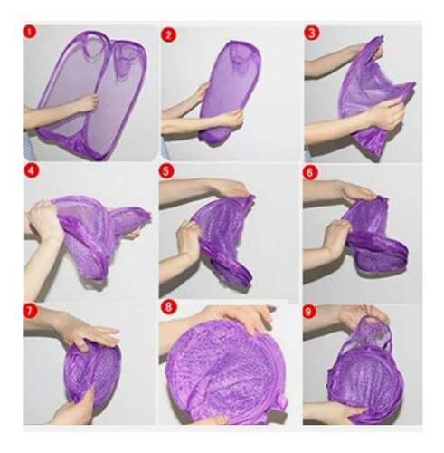 Imagen 7 de 9 de Canasto Malla Para La Ropa Plegable Lavandería Organizador