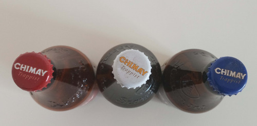 3 Botella De Cerveza Chimay Vacia De Vidrio De Coleccion Ambar (Usado)