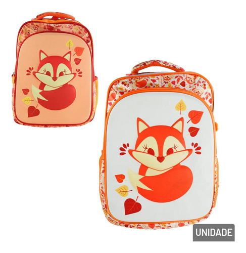 Mochila De Costas Escolar Infantil Bolsa Diversas Cores Cor Laranja Desenho do tecido Coruja