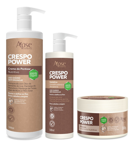 Kit Creme De Pentear, Gelatina E Máscara Crespo Power Apice
