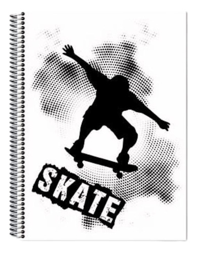 Kit 5 Caderno Skate 96 Folhas Arame Capa Dura Reforçado