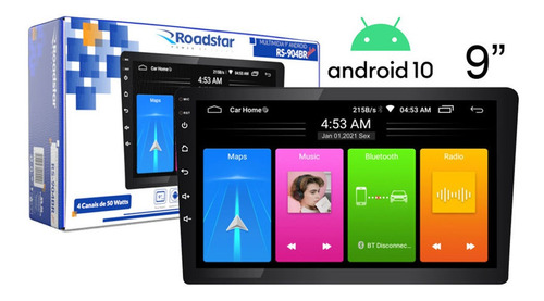 Imagem 1 de 6 de Central Multimídia 9 Pol Android 10.1 Roadstar Rs-904br Plus