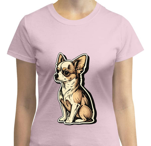 Playera Mujer Con Diseño Perro Chihuahua Sentado