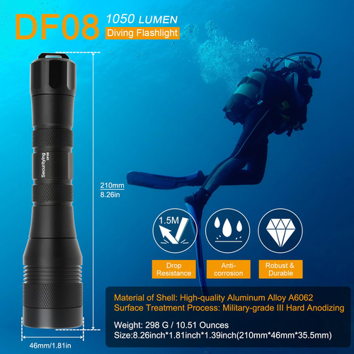 Securitying Impermeable 1000 Lúmenes Led Linterna De Buceo B