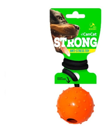 Juguete Perros Cancat Strong Pelota Spikey De Goma Con Soga