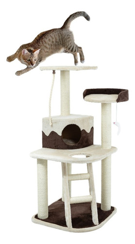 Arranhador Para Gatos Chalesco 3 Andares E Escada - 30x55cm