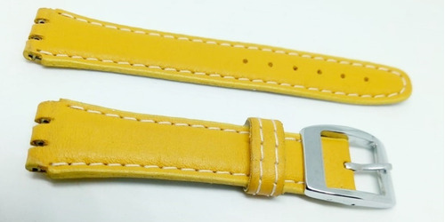 Pulseira Swatch Couro Liso 17mm Amarelo Irony Clássico