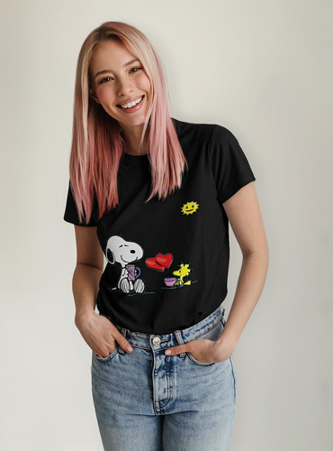 Polera Snoopy Charlie Brown Sol Algodon Estampado