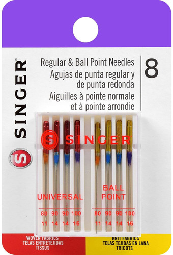 Singer Punta Regular Punta Redonda 8 Agujas Para Maquina 