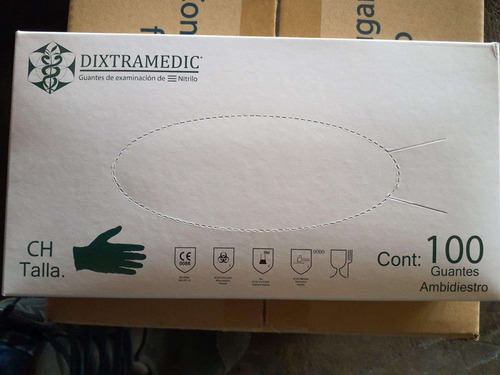 Guantes De Nítrilo, Dixtramedic, Caja Con 100, Texturizados Azul Hospitalario Ch