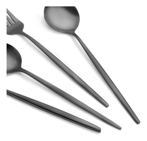 Juego De 48 Cubiertos De Acero Inoxidable Negro